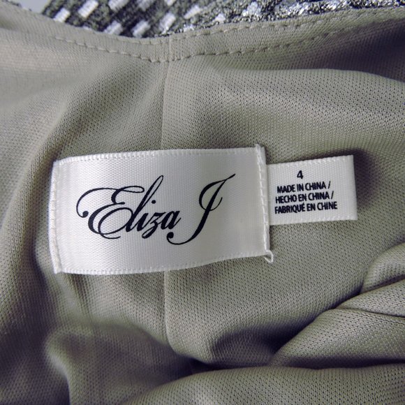 Eliza J gorgeous gown dress silver beige metallic drape back ruched side - Picture 8 of 10